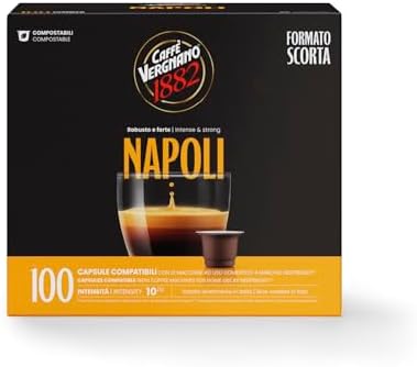 Caffè Vergnano 1882 - 100 Capsule - Caffè Compostabili e Compatibili con Nespresso, Napoli - Pack da 100 capsule