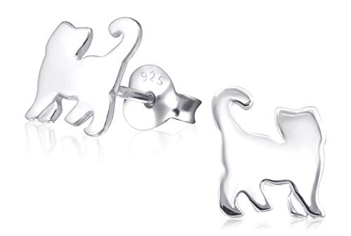 Laimons Kids Pendientes para niña Gato Brillante Plata de ley 925