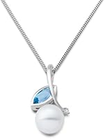 Miore - MG9110N - Collier Femme - Or blanc 375/1000 (9 carats) 1.68 gr - Topaze bleue - Perle d'eau douce