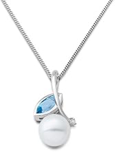 Miore - MG9110N - Collier Femme - Or blanc 375/1000 (9 carats) 1.68 gr - Topaze bleue - Perle d'eau douce