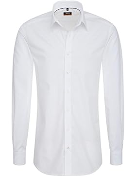 eterna Herren Slim Fit Uni Popeline Langarmhemd weiss