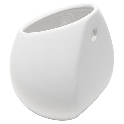 MyGift?White Petite Wall Mounted, Hanging or Freestanding Decorative Ceramic Flower Planter Vase Holder Display by MyGift - 2