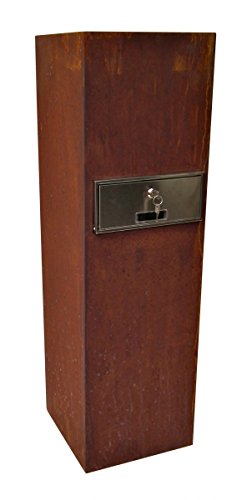 (Rostsäule) Edelrostsäule mit Briefkasten und individueller Hausnummer 100x30x30cm - 2
