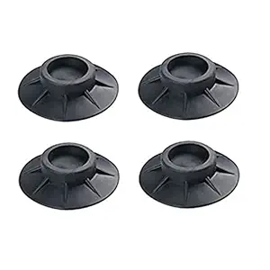 E-COSMOS Anti Vibration Pads for Washing Machine Stand Furniture Bed Sofa Fridge Amirah || Anti Skid , Waterproof pad Stand || Rubber, Black (Pack of 4)