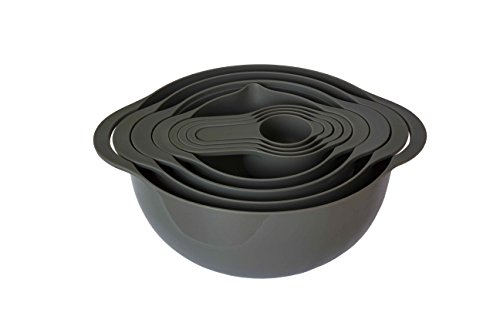 Oxid7 Schüssel-Set Rund | Küchen-Sieb | Rührschüssel | Salatschüssel | Messbecher (Cup) | Küchenutensilien in Grau - 3