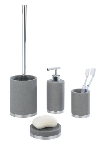 WENKO 18722100 WC-Garnitur Casone – WC-Bürstenhalter, Polyresin, 10.6 x 38.5 x 10.6 cm, Grau - 2