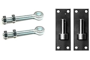 Wyre Direct Metal Gate Hinges Heavy Duty Gate Hinges Set, Adjustable Gate Hinges Kit for Wooden Gates, Heavy Duty Hinges with 12mm Pin Bracket & 12mm X 100mm Adjustable Eye Bolts, Gate Hardware