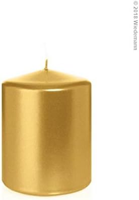 6 x Pillar Candle Painted Cello 100/80 mm (Gold)
