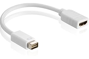 CABLEPELADO Cable Mini DVI a HDMI, Adaptador, Convertidor, Compatible con MacBook, iMac Intel y PowerBook DP, Blanco, 10 cm