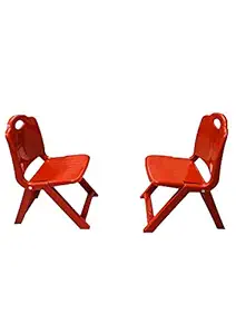 SUPERTECH Plastic Chair for Kids, Set of 2 (Red)