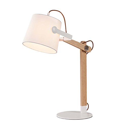 Preisvergleich Produktbild GQQ Massivholz Nachttischleuchte,Stoff Lampenschirm Eisenkunst Basis Einstellbare Richtung Schreibtischlampe,Sprühfarbe Scrub Tischleuchte(Ohne Lichtquelle)