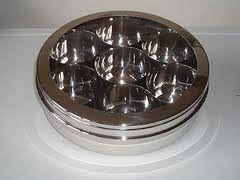 Authentic Indian See Through Stainless Steel Spice Container with 10 Old India spices/Spice Tin Masala Dabba 24cm With 10 Spices