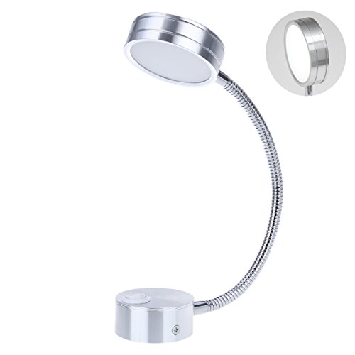 Preisvergleich Produktbild Wandleuchte lampe LED Silber Schlafzimmer Nachttischlampe Leselampe Wandleuchten Mit Knopfschalter 5 Watt 90-260 V Wandleuchte Richtung Einstellbare Weißes Licht