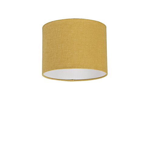 QAZQA Modern Polyester Lampenschirm 20/20/15 Zylinder Mais-gelb , Rund gerade Schirm Pendelleuchte, Schirm Stehleuchte,