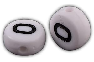 Handicraft Emporium Perline rotonde piatte in acrilico con lettere dell'alfabeto, nero su bianco, circa 10 g