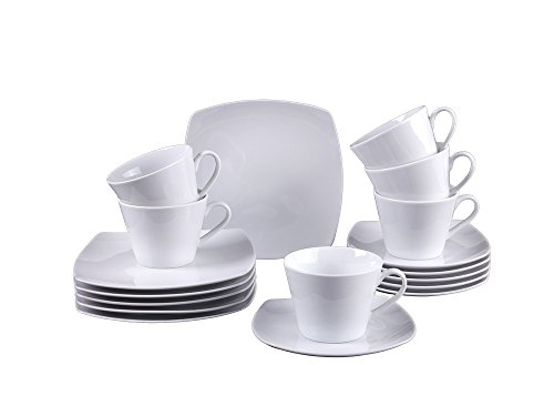 vivo Villeroy & Boch Group 19-5261-7126 Simply Fresh Kaffeeset 18 teilig Geschirrsets, Porzellan, weiß, 37.8 x 18.3 x 22.1 cm, 18 Einheiten