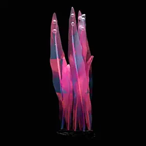 Uniclife Glowing Effect Kelp 9.84 Inch Decorative Seaweed Artificial Silicone Ornament for Fish Tank Aquarium, Pink