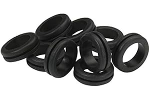 K M Electronics® 10 X 20MM Open Black Rubber Metal Back Box Cable Wiring Grommets