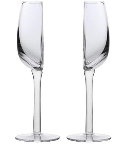 BOSENIYU Demi-verres à Vin, Verre à Vin Réutilisable Amusant En Verre à Moitié Coupé, Verre à Vin Rouge Demi-rond à Longue Tige. (2 Pièces