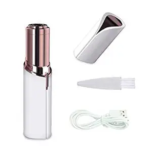 JANBAI Portable eyebrow trimmer for women, epilator for women, facial hair remover for women,Face, Lips, Nose Hair Removal Electric Trimmer with Light (with usb cable) (WHITE)