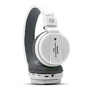 Sketchfab Wireless/Bluetooth Headphone with Fm and Sd Card Slot with Music and Controls Compatible with All Android & Smartphone (White)