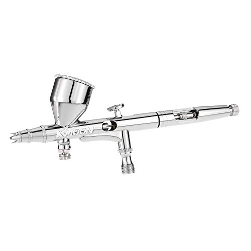 KKmoon Dual Action Airbrush Set, Schwerkraft Zuführung mit Nadeln, Düsen, Schlüssel und Kuppler für Hobby, Farbe Kunsthandwerk, Nagel Dekoration, Körper Tätowierung, Modell 0.2 / 0.3 / 0.5 mm 9cc - 6