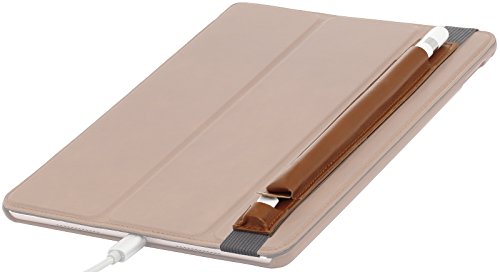 StilGut Pencil-Halter für Apple 12,9″ iPad Pro aus echtem Leder mit Lightning-Adapter-Fach. Stift-Halterung zur sicheren Aufbewahrung des Apple Pens, Cognac - 3