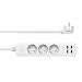 Produktbild X-DODD Steckdosenleiste mit ÜBerspannungsschutz 3- fach 4 USB Ladegerät max. 2.4A mit Schalter und 1.8m Kabel Steckerleiste bis 2200W / 250V / 10A belastbar für Schreibtisch Zuhause und Büro- Weiß