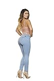 vaqueros salsa push up baratos  VAQUEROS COLOMBIANOS Jeans Push up Azul Claro Tiro Alto - 36, Azul