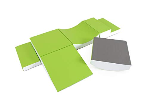 IGLU XXL Modules de Motricité, Modules en Mousse, Blocs de Construction, Jouets éducatifs - 6 pièces, Antidérapant, Vert et Blanc