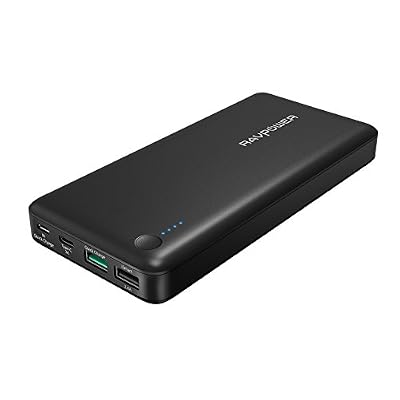RAVPower [Garantie à Vie] Chargeur Portable 20100mAh RAVPower Batterie Externe à 3 Ports de Sortie USB avec Technologie iSmart et Quick Charge 3.0 Qualcomm Certifié, Entrée & Sortie USB Type-C pour Smartphones, Tablettes et plus.