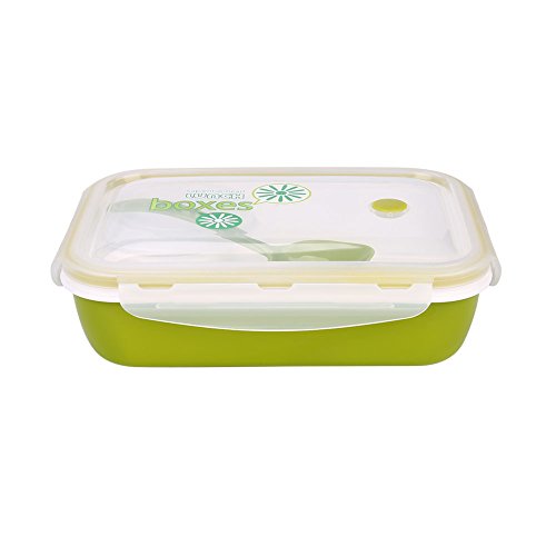 TOPmountain 4 Compartments Mikrowelle Kunststoff Bento Lunch Box Snacks Suppe-Nahrungsmittelbehälter Utensilien Aufbewahrungsbehälter Löffel Schule Büro