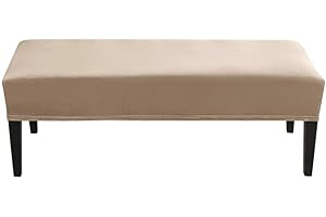 RTSFKFS Bench Covers Slipcover Rectangle,Bench Cover Stretch Velvet Bench Slipcover Extra Long Washable, Removable, Non-Slip for Dining Room Outdoor Furniture (Color : Camel, Size : 112-150cm)