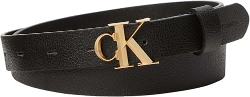 Calvin Klein CINTURINO DA DONNA FACET CK FIBBIA PEBBLE 25M LV04F7060G Cinture, NERO (NERO/ORO CHIARO ANTICO), 100, Nero (nero/oro chiaro antico), 100 cm