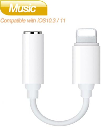 Lightning to 3.5mm Audio / Aux Jack Adapter Connector Audio Cable Adapter for iPhone X /10/iPhone 8/8 Plus iPhone7/ 7 Plus/6S/6 iPod/iPad.Lightning Connector to 3.5mm Earbuds Jack Adapter Headphone Extender Jack Adaptor Audio Jack Stereo Female Aux Jack Converter Compatible with iOS10.3/11