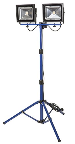 as - Schwabe 46909 Chip LED Strahler mit Stativ, 2 x 30 W , geeignet für Gewerbe Baustelle, blau, 46909