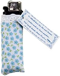 Lighter in cute fabric cover (White with Blue Flowers)