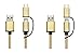Produktbild 2x RcGoods l 2-in-1 Lightning USB C/ Micro USB Nylon Kabel für Samsung Geräte & Type C Geräte inklusive dem neuen MacBook, Google Chromebook Pixel , MacBook Pro 2016 usw., Farbe Gold, 1M/3,2ft.