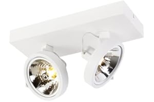 QAZQA - Modern DesignSpot I Spotlight I Deckenspot I Deckenstrahler I Strahler I Lampe I Leuchte weiß verstellbar 2-flammig-flammig - Go I Wohnzimmer I Schlafzimmer - Aluminium Rechteckig - LED geeign
