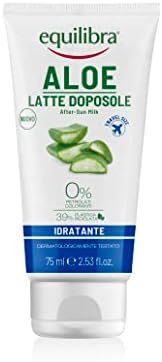 equilibra Solari, Aloe Latte Doposole Idratante Travel Size, a Base di Olio di Carota, Vitamina E, Aloe Vera equilibra (40%), Doposole Idratante che Rinfresca e Riequilibra la Pelle Arrossata, 75 ml