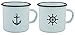 Produktbild versandfuxx24 Emaille Becher Maritim 2er-Set inkl. 2 Korkuntersetzer