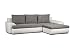 Produktbild Cavadore Ecksofa Leriot / Schlafsofa mit Strukturstoff und Kunstleder / Longchair rechts oder links montierbar / Inkl. Bettkasten und drei Rückenkissen / 262 x 86 x 163 cm (BxHxT) / Weiß - Grau