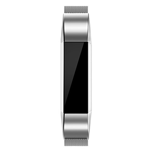 Fitbit Alta HR und Alta Armband Sport, Swees Edelstahl Uhrenarmband Mailänder Magnetschleife Edelstahlband Ersatz Armband Für Fitbit Alta HR und Alta – Silber - 3