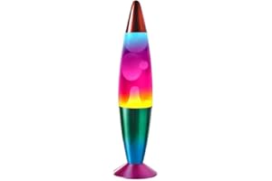 DWD 16 Inch Lamp for Relaxation Peace Liquid Motion Rocket Novelty Desk Lamp Retro Nostalgia Relaxing Mood Light Smooth Slow Motion Wax Therapeutic Sensory (Rainbow)