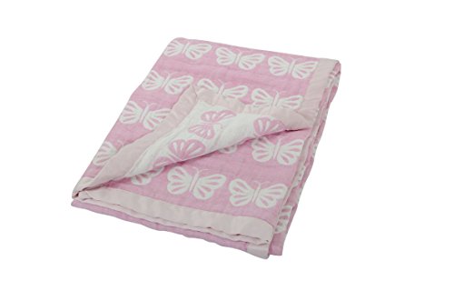 Silver Cloud Jacquard Muslin Butterflies Blanket (Pink)