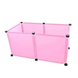 Meri SHOPP Wire Metal Pet Dog Rabbit Exercise Playpen Fence Cage 6 Panels 2 Pink