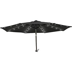 909 OUTDOOR Parasol de Jardin Gris, Grand Parasol avec LED, Parasol Exterieur avec Pied Disponible en 2 Coloris
