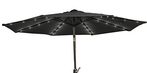 909 OUTDOOR Parasol de Jardin Gris, Grand Parasol avec LED, Parasol Exterieur avec Pied Disponible en 2 Coloris