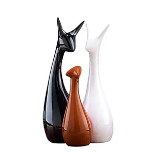 LIFEHAXTORE Home D?cor Lucky Deer Family Set | Piano Finish Ceramic Figures - (Set of 3)