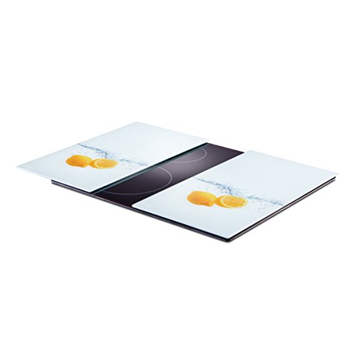 Zeller 26304 Herdabdeck-/Schneideplatten „Lemon Splash“ Glas dekor 30 x 52 x 1 cm 2 Einheiten - 2